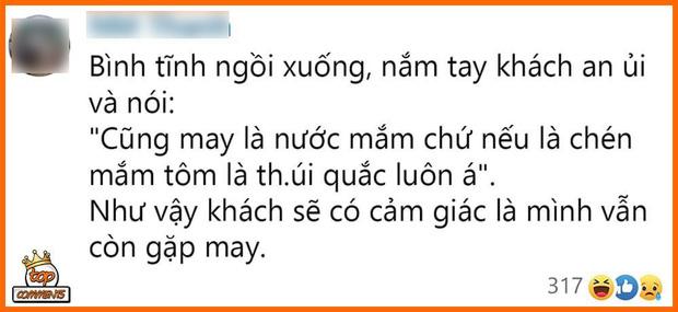 Hỏi khó: Nhân viên lỡ tay đổ mắm lên đầu khách thì phải làm sao?-8