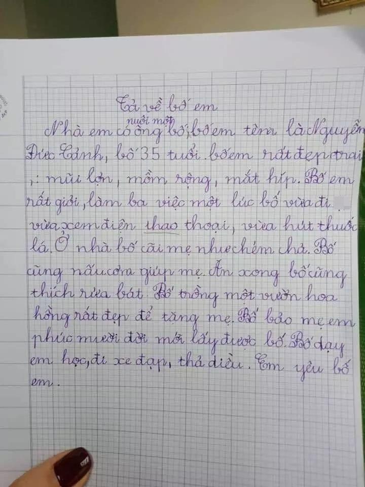 Nhóc tiểu học tả bố siêu lầy, đọc xong ôm bụng cười lăn lóc-1