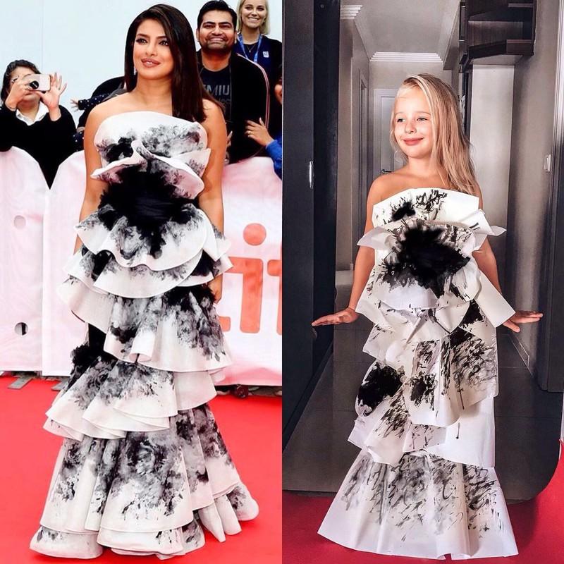 Hai mẹ con tái hiện váy hiệu từ vật liệu gần gũi-4