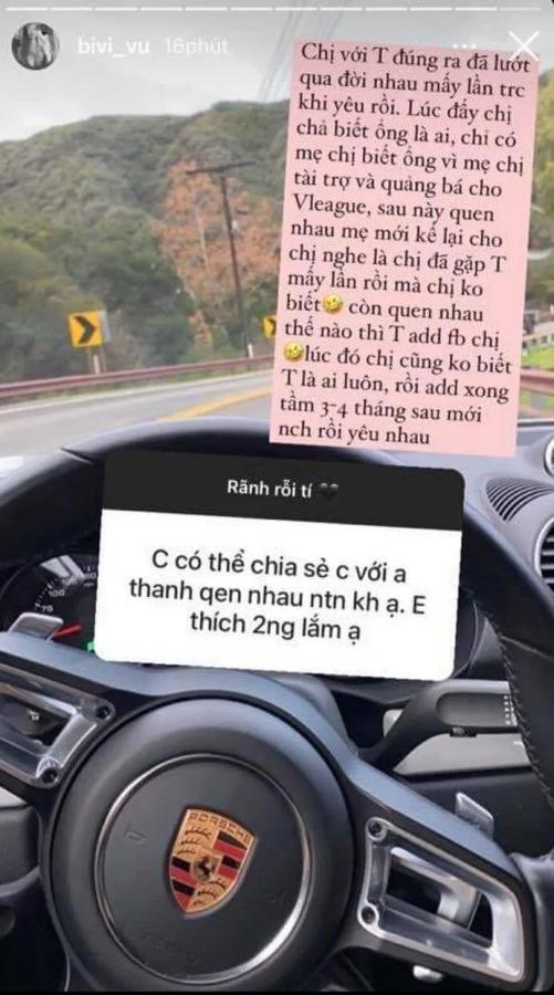 Tuy là người rất ít chia sẻ trên mạng xã hội nhưng qua những hình ảnh mà cô cập nhật thì fan đoán chắc Bivi Vũ là một Rich Kid khi check-in trong siêu xe.