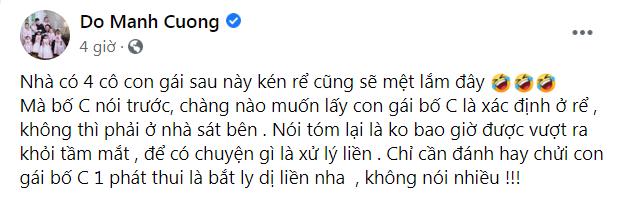 Đỗ Mạnh Cường nhắn 4 rể tương lai: Chửi vợ bắt ly dị liền-2