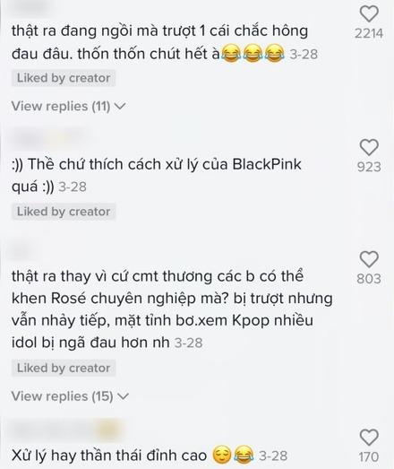 Rosé thở phào vì trượt ngã nhưng may thay chưa bị lộ hết vòng 3-4