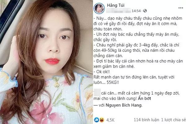 Hằng Túi than thở cân nặng, ông xã thả comment một câu hút bão haha-1