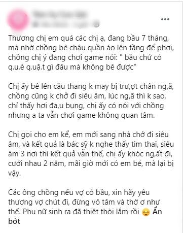 Chồng mải chơi game, vợ bầu 7 tháng trượt ngã cầu thang dẫn đến sảy thai-2