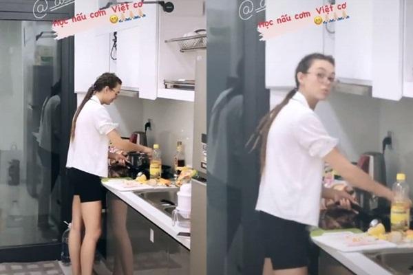 Bạn gái mẫu Tây của Bùi Tiến Dũng lúc ở nhà với khi ra ngoài có gì khác?-1