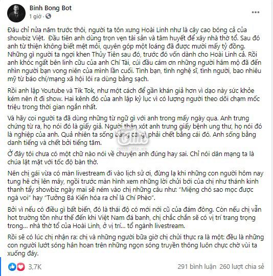 Vừa lên tiếng vụ Phương Hằng và Hoài Linh, biên kịch Tiệc trăng Máu bay màu Facebook-1