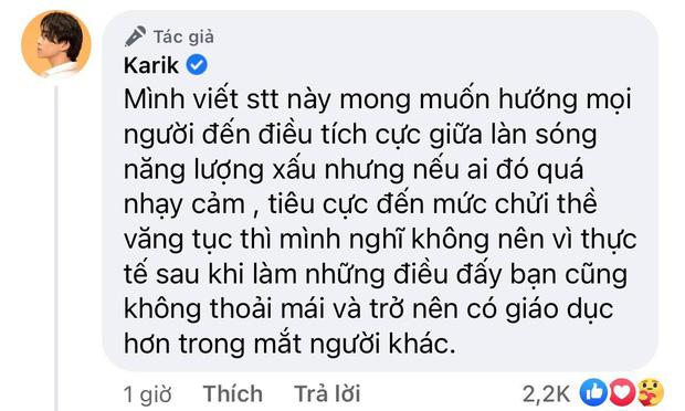 Karik đăng status nhạy cảm giữa lúc showbiz Việt ngập tràn drama-5