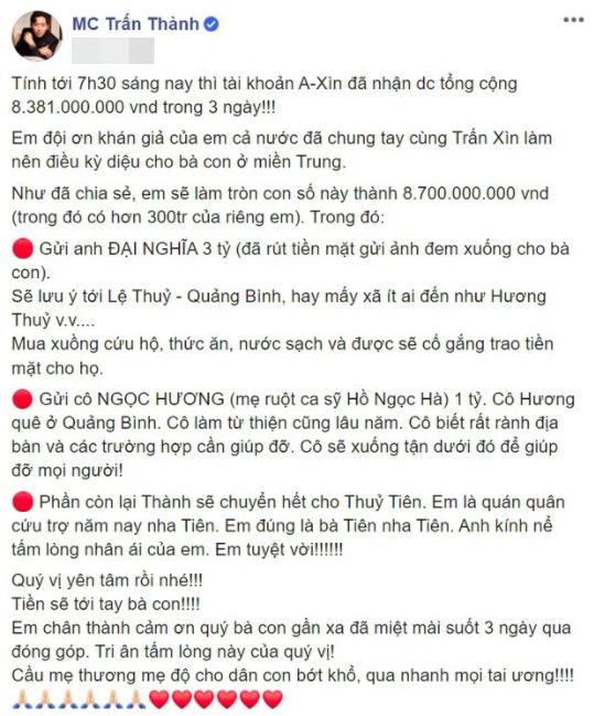 Dân mạng dồn dập chất vấn Trấn Thành về 4,3 tỷ từ thiện-1