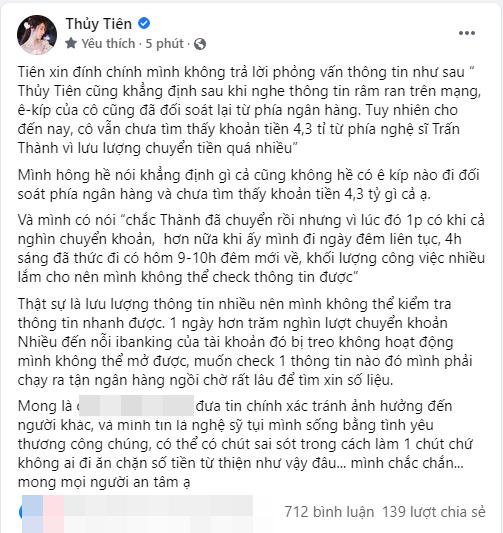 Thủy Tiên: Tôi chưa từng nói Trấn Thành không chuyển 4,3 tỷ cho mình-4