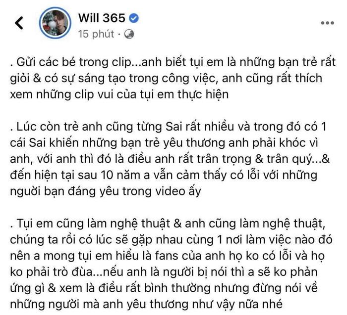 Bị đào lại quá khứ không hay, Will tức tốc yêu cầu đàn em xin lỗi-1