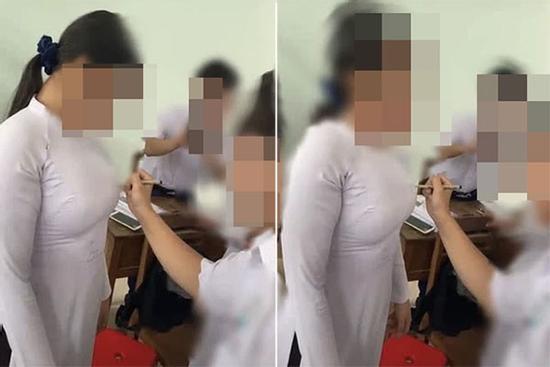 Nữ sinh lớp 12 hồn nhiên để bạn nam ký tên lên ngực ngày ra trường