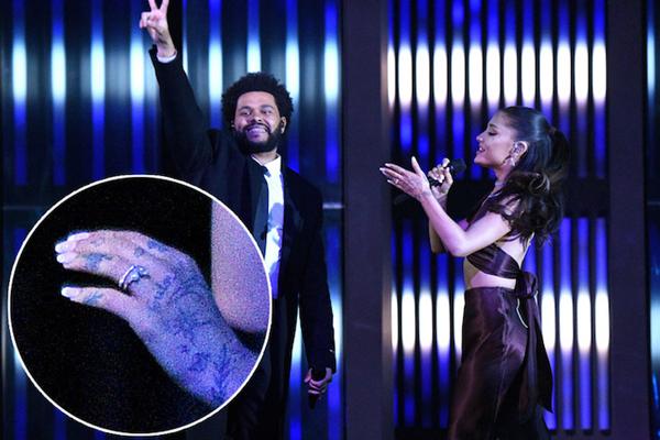 Ariana Grande lộ nhẫn cưới khi trình diễn ‘Save Your Tears’ cùng The Weeknd