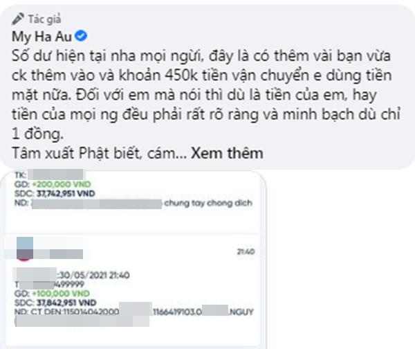 Sợ bị mang tiếng biển thủ, Âu Hà My công khai từng đồng nhỏ từ thiện-2