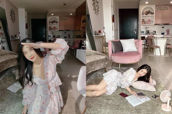 Giãn cách xã hội: Mỹ nhân Việt lên đồ sang chảnh, tận dụng mọi góc nhà sống ảo-10