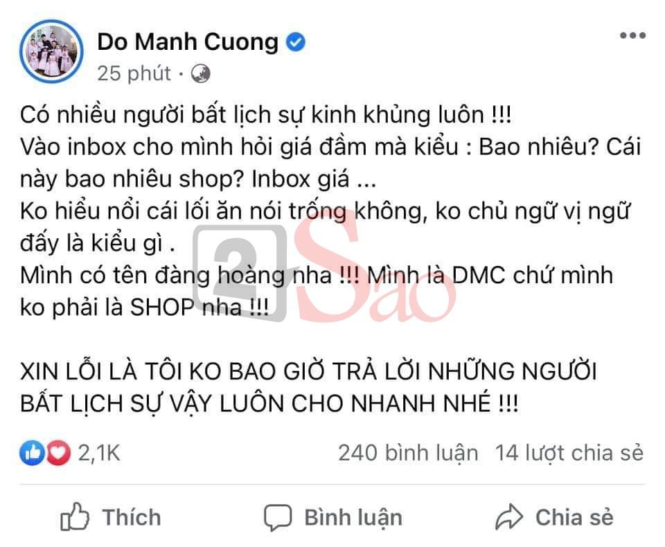 Đỗ Mạnh Cường mắng khách mua váy: Tôi là ĐMC chứ không phải shop-1