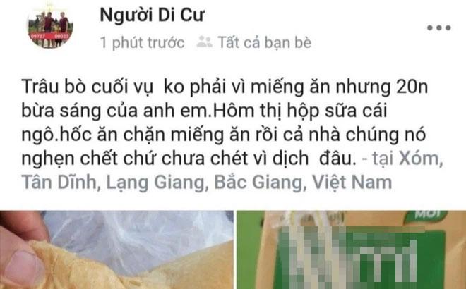 Thanh niên Bắc Giang tung tin bị cán bộ quản lý khu cách ly ăn chặn suất ăn-1