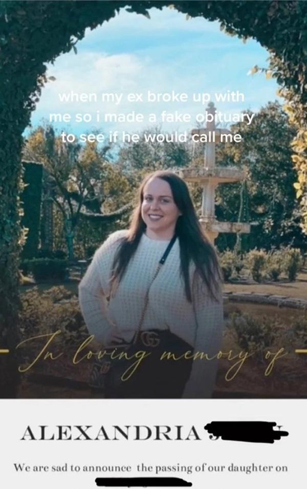 Cô gái viết cáo phó giả chết nhằm thu hút sự chú ý của bạn trai cũ và cái kết không ngờ-2