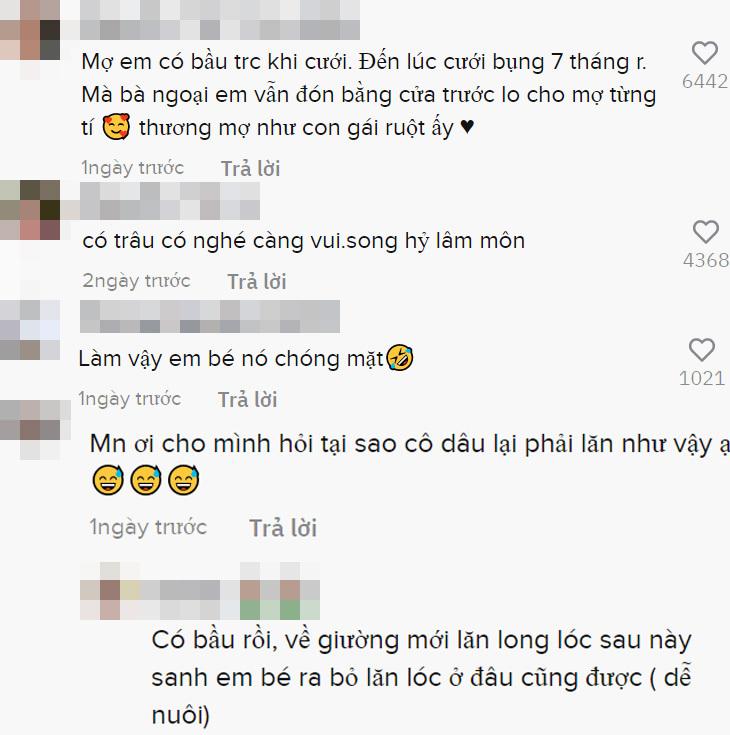 Tranh cãi cô dâu bụng bầu lớn phải bò lăn trên giường vì mang thai trước cưới-3