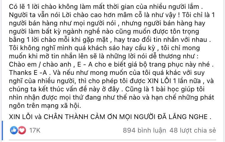 Đỗ Mạnh Cường xin lỗi sau khi mắng khách: Mong mua bán văn minh lịch sự-2