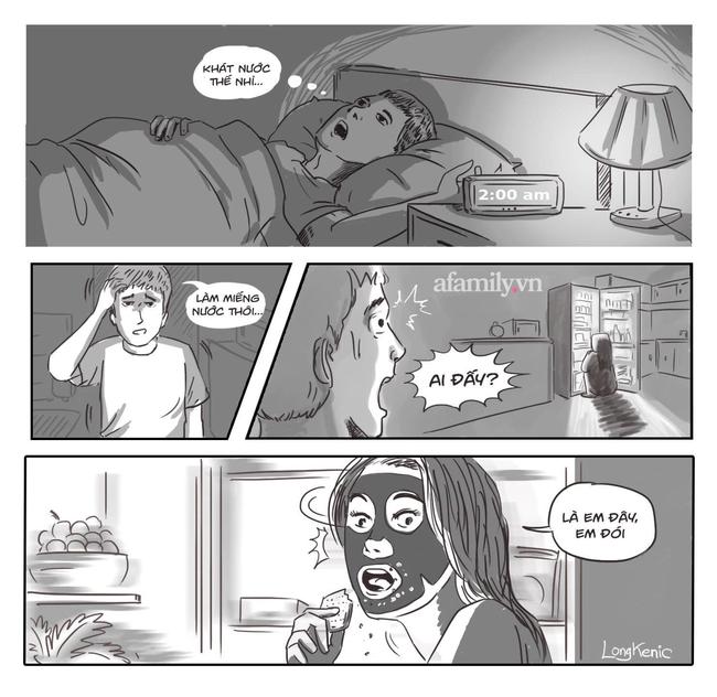 Nửa đêm, xuống bếp lấy nước, tôi đứng tim thấy một bóng trắng ngồi thu lu cạnh chiếc tủ lạnh-1