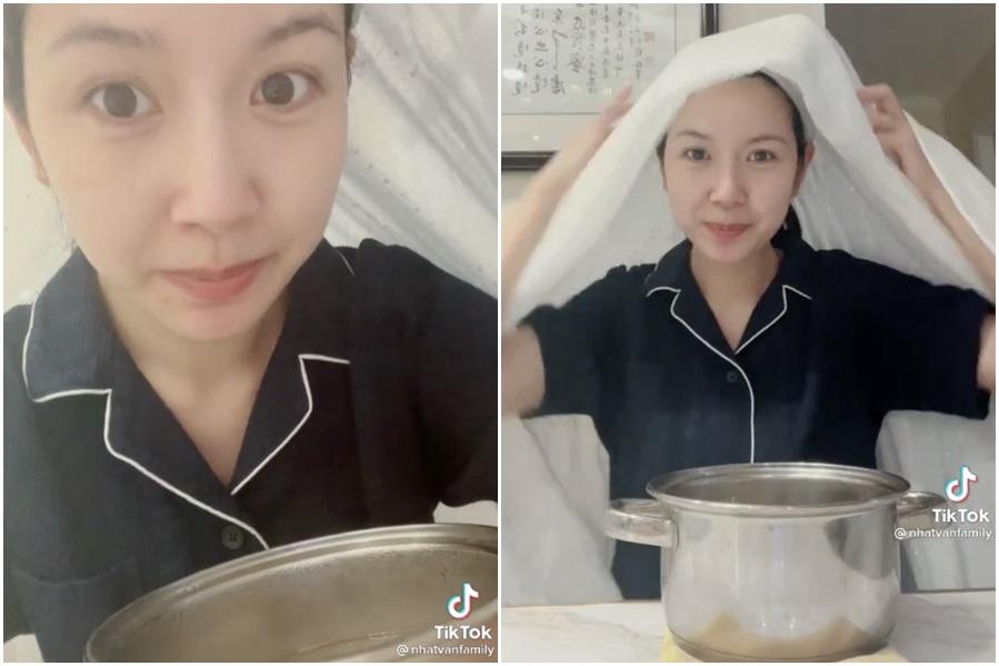 Mẹ bỉm Thúy Vân hướng dẫn xông mặt nước muối F5 làn da ngay tức thì-7