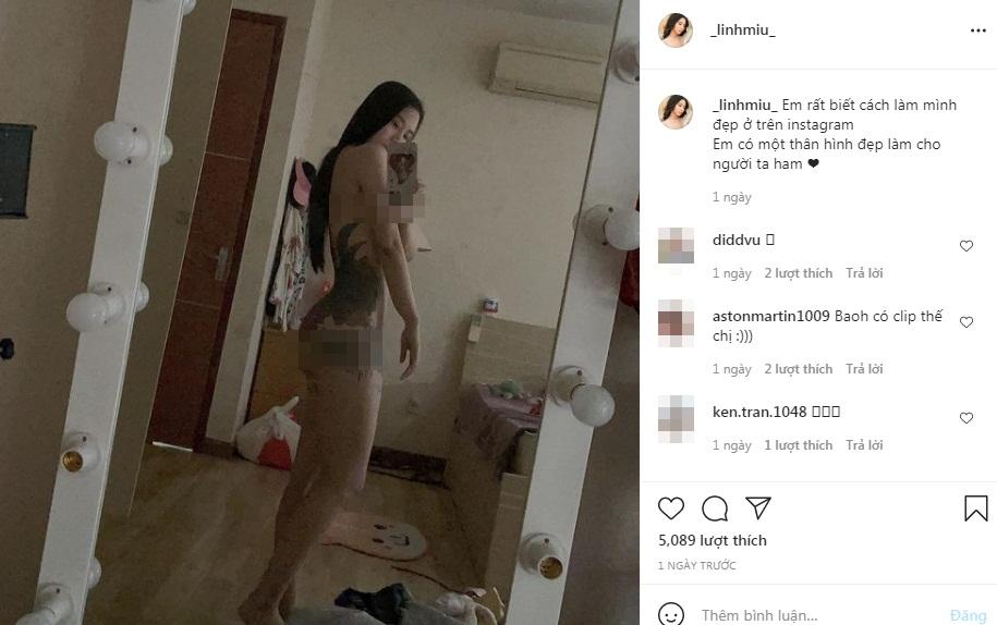 Linh Miu cởi sạch, show vùng nhạy cảm phủ kín hình xăm-1