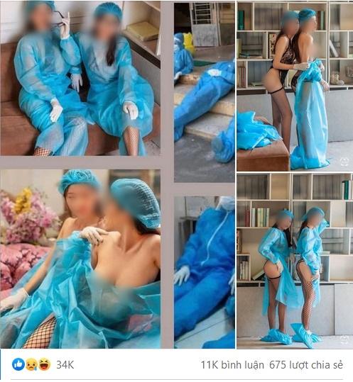 Phẫn nộ hai cô gái chụp ảnh khoe hàng trong bộ đồ phòng dịch-1
