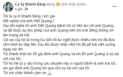 Đàn em nhận sai vì tung ảnh Việt Quang hốc hác trên giường bệnh-1