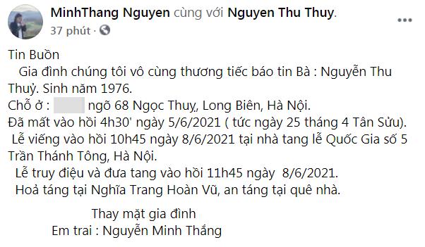 Hoa hậu Việt Nam Nguyễn Thu Thủy qua đời vì đột quỵ-2