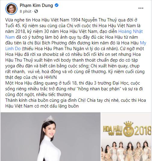 Sao Việt bàng hoàng khi hay tin hoa hậu Thu Thủy qua đời-1