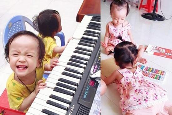 Những hình ảnh mới nhất của cặp song Nhi: Tự bước đi, vui vẻ đàn hát và tập tô
