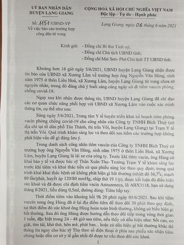 NÓNG: Tài xế ở Bắc Giang tử vong sau 7 giờ tiêm vaccine Covid-19-1