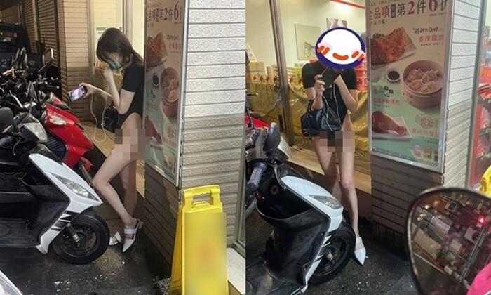 Cô nàng dưỡn dẹo bikini khoét hiểm xuống phố gây phản cảm-1