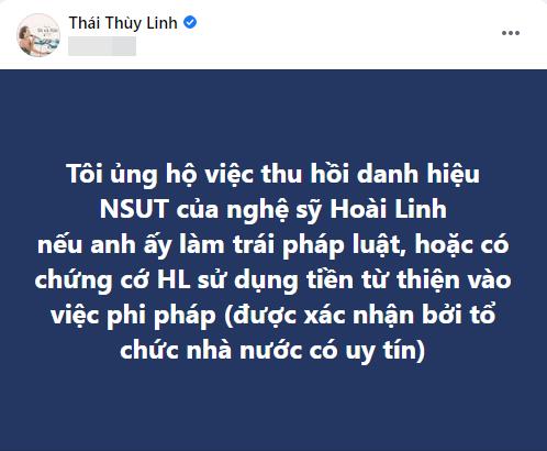 Thái Thùy Linh ủng hộ tước danh hiệu Hoài Linh và điều kiện đi kèm-1