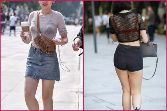 Những bộ váy áo mỏng tang lộ nội y phản cảm rầm rộ trên đường