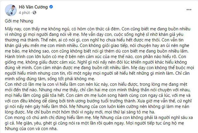 Hồ Văn Cường viết thư gửi Phi Nhung: Chỉ cần sống đúng phải không mẹ?-3