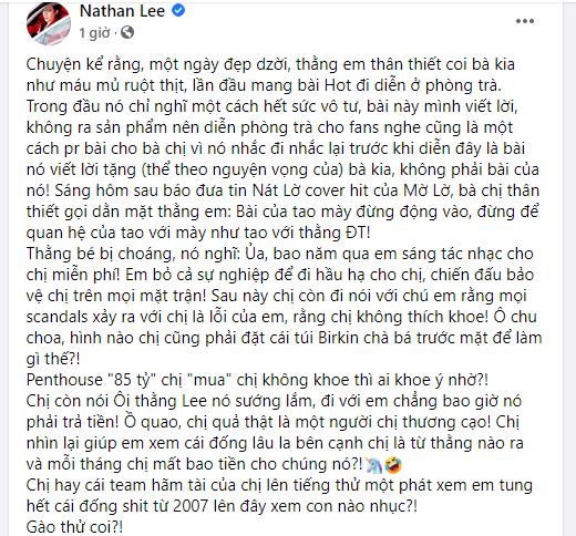 Nathan Lee cà khịa Thu Minh về gào cho chồng con nghe