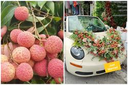 Cặp đôi Lục Ngạn chơi trội với xe hoa được làm từ đặc sản 'cây nhà lá vườn'
