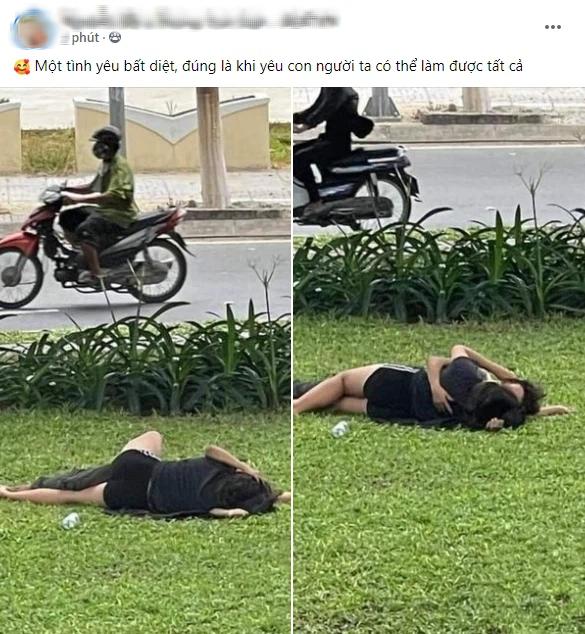 Giữa mùa Covid-19, cặp đôi thản nhiên ôm ấp giữa bãi cỏ tấp nập người đi lại-1