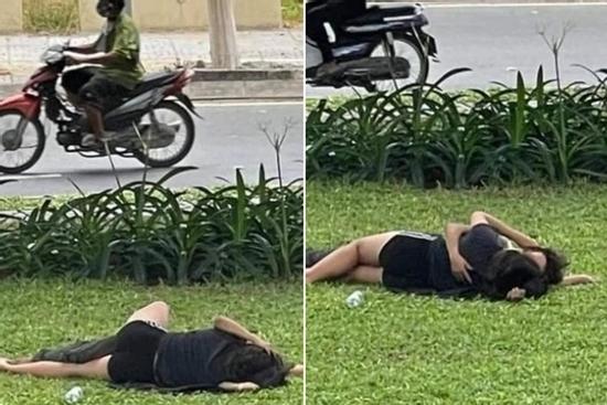 Giữa mùa Covid-19, cặp đôi thản nhiên ôm ấp giữa bãi cỏ tấp nập người đi lại