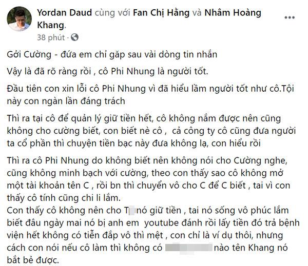 Nhâm Hoàng Khang xin lỗi Phi Nhung, đọc chỉ thấy một trời đá đểu-1