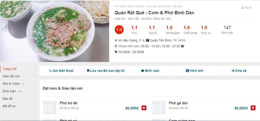 Quán phở của NSƯT Đức Hải nhận bão 1 sao trên ứng dụng ăn uống-1