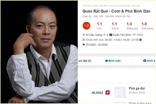 Quán phở của NSƯT Đức Hải nhận 'bão' 1 sao trên ứng dụng ăn uống