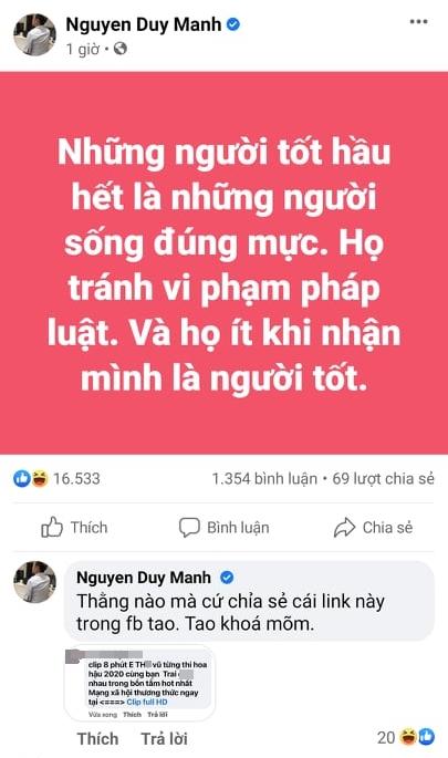 Duy Mạnh tuyên bố khóa mõm kẻ spam clip hotgirl Về Nhà Đi Con-2