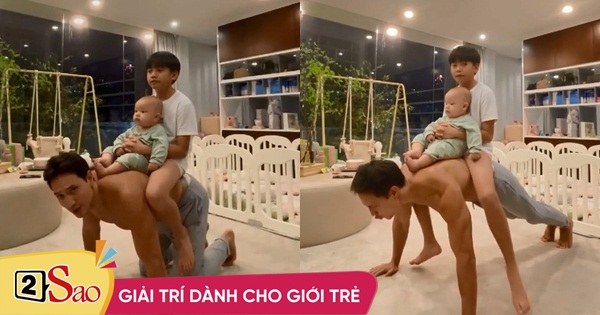 Kim Lý cõng 2 con chống đẩy, Subeo chiếm spotlight với cặp giò dài