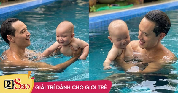 Kim Lý đưa Leon đi bơi, dân mạng soi khoảnh khắc như 2 giọt nước