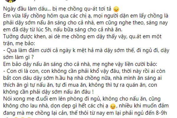 Dâu mới 5 giờ sáng dậy nấu ăn, mẹ chồng đuổi xơi xơi còn nói 1 câu nghe mát lòng-1