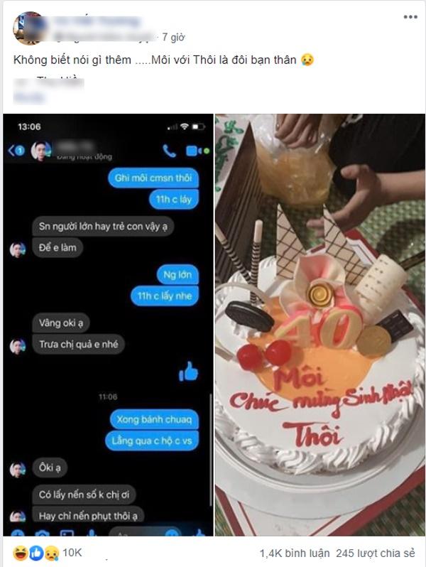 Đặt bánh sinh nhật nhờ viết lời chúc, cô gái xỉu lên, xỉu xuống khi đọc dòng chữ-7
