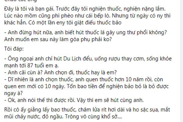 Hành trình vì bạn gái mà bỏ thuốc lá cười sặc nước của thanh niên cứng-1