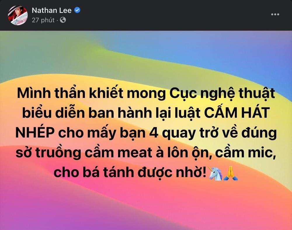 Nathan Lee đề nghị khôi phục lệnh cấm hát nhép ngay sau khi Ngọc Trinh ra MV-3